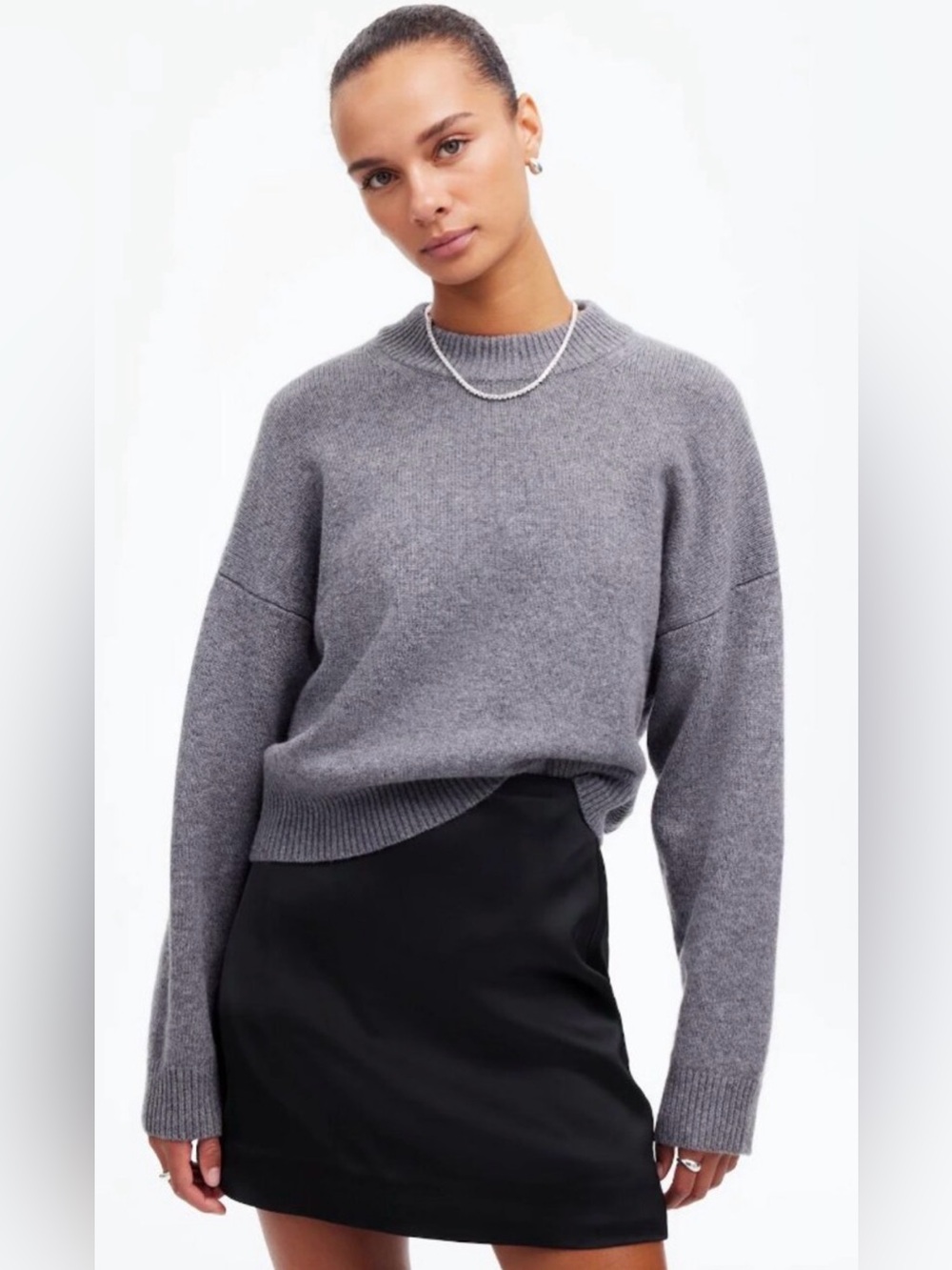 NWT Madewell $98 satin mini skirt black  sz 8